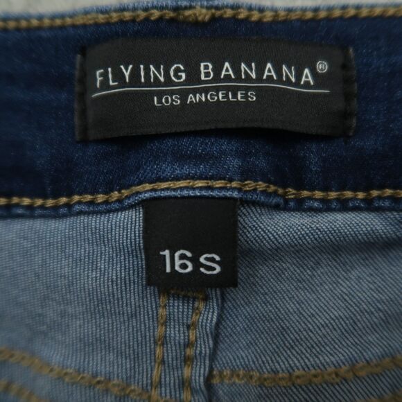 Flying Banana Jeans Women's Size 16S Blue High-Rise Wide-Leg Denim 30" Inseam - Picture 9 of 16